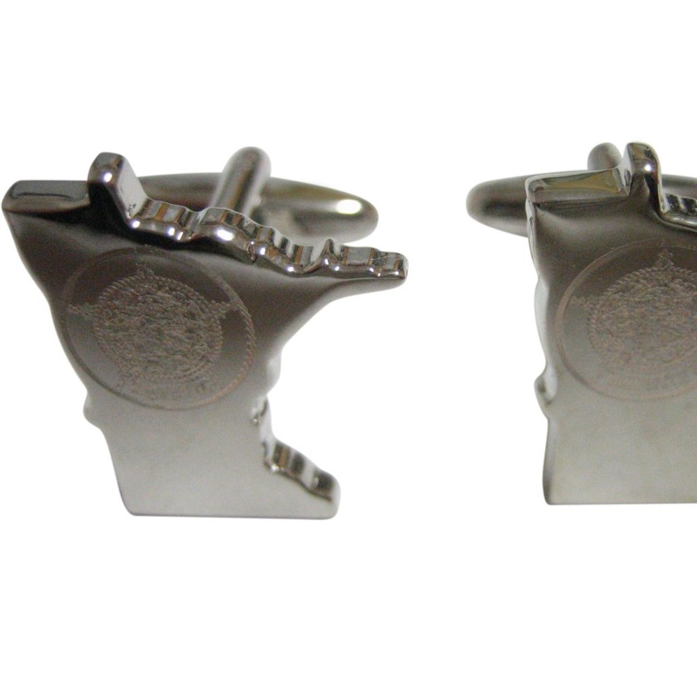 Minnesota State Map Shape And Flag Design Cufflink - image 1